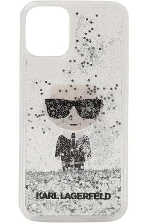 Karl Lagerfeld Homme, Accessoires, Gris, Taille: ONE Size Coque de Téléphone à Paillettes Liquides