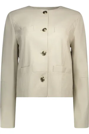 MARELLA Femme, Vestes, , Taille: 44 FR Veste en Cuir Ivoire Élégance Intemporelle