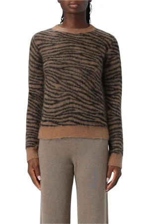 Max Mara Femme, Pulls, Brun, Taille: 42 FR Zebra Print Mohair Sweater