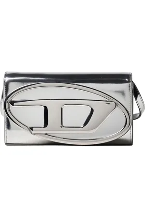 Diesel Femme, Sacs, Gris, Taille: ONE Size Pochette Métallique Argent avec Détail Logo