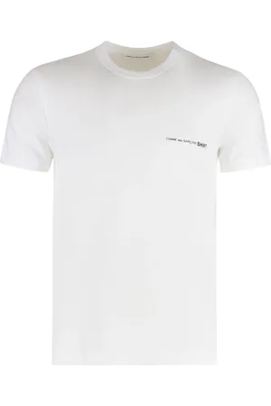 Comme des Garçons Homme, Tops, Blanc, Taille: L Col côtelé T-shirt en coton à encolure ras du cou