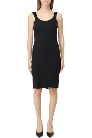 Helmut Lang Femme, Robes, Noir, Taille: 42 FR Robe Midi en Tricot Côtelé Noir