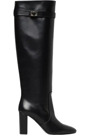 Via Roma Femme, Chaussures, Noir, Taille: 37 EU Bottes Hautes en Cuir Noir