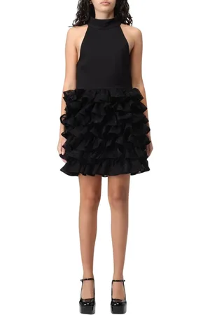 ROTATE Femme, Robes, Noir, Taille: 38 FR Robe Mini à Volants Élégante