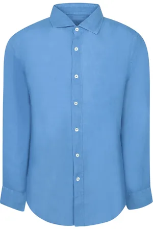 120% Lino Homme, Chemises, Bleu, Taille: S Chemise Slim Fit en Lin Indigo