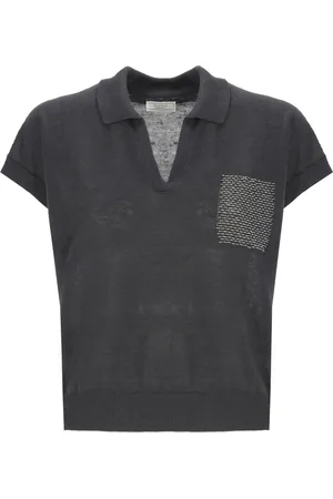 PESERICO SIGN Femme, Pulls, Bleu, Taille: 36 FR Pull sans manches en lin et coton bleu col en V