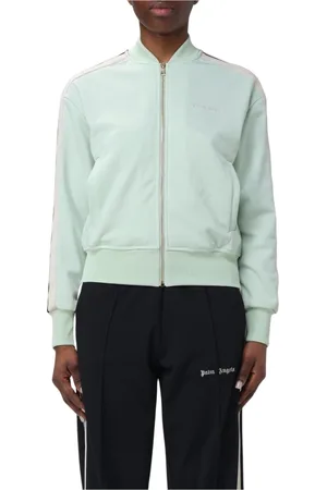 Palm Angels Femme, Sweatshirts et sweats à capuche, Vert, Taille: 42 FR Veste de survêtement noire à fermeture éclair et bandes latérales