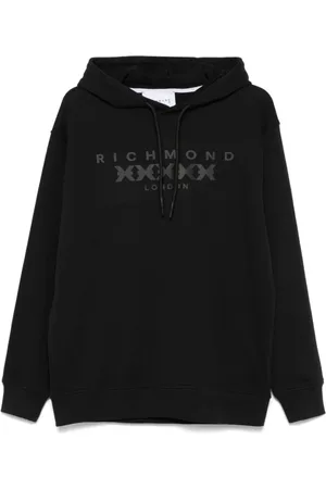 John Richmond Homme, Sweatshirts et sweats à capuche, Noir, Taille: S Sweat à Capuche Noir Manches Longues