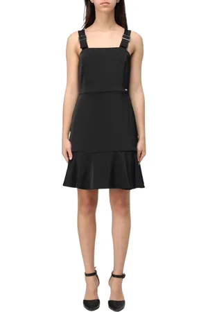 Armani Exchange Femme, Robes, Noir, Taille: 42 FR Robe Mini Noire avec Bretelles à Boucle