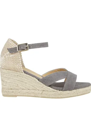 Castaner Femme, Chaussures, Gris, Taille: 37 EU Sandalette compensée en coton biologique avec bride de cheville
