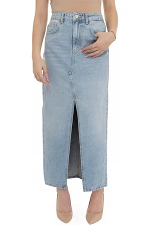 Liu Jo Femme, Jupes, Bleu, Taille: W27 Jupe en Denim Taille Haute avec Fente Avant