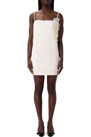 Elisabetta Franchi Femme, Robes, Blanc, Taille: 40 FR Robe Mini avec Application de Fleurs