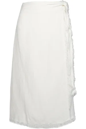 Hest Hést, Femme, Jupes, Blanc, Taille: 44 FR Jupe en lin lilas blanc Alyssum