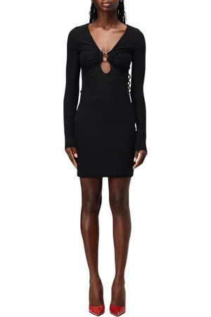 Roberto Cavalli Femme, Robes, Noir, Taille: 40 FR Robe Noire avec Détail Anneau Pailleté