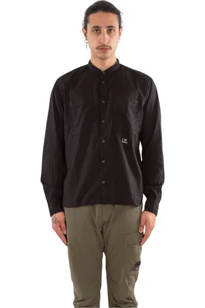 C.P. Company Homme, Chemises, Noir, Taille: M Chemise Mandarin Mussola en Clair