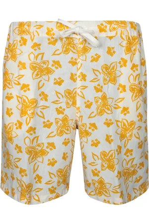 120% Lino Homme, Shorts, Jaune, Taille: M Shorts Bermuda en Lin Floral