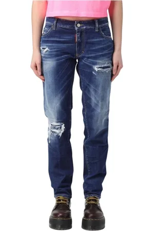Dsquared2 Femme, Jeans, Bleu, Taille: 40 FR Jeans Bleus Distressed Élégants