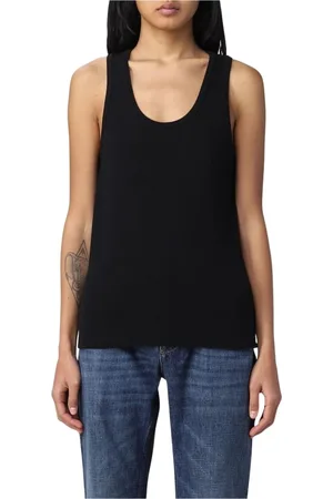Bottega Veneta Femme, Tops, Noir, Taille: 38 FR Débardeur côtelé noir
