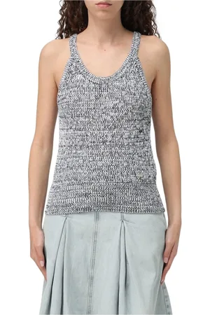 Armani Exchange Femme, Tops, Bleu, Taille: 36 FR Débardeur Tricoté Bleu