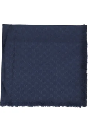 Max Mara Femme, Accessoires, Bleu, Taille: ONE Size Écharpe Monogramme Jacquard Laine et Soie