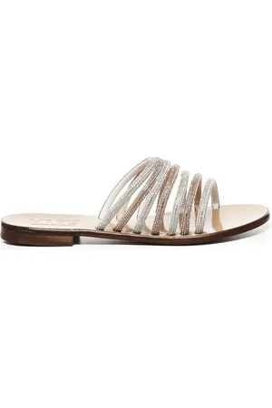 V°73 Femme, Chaussures, Blanc, Taille: 37 EU Sandales Ouvertes Italiennes Argent Beige