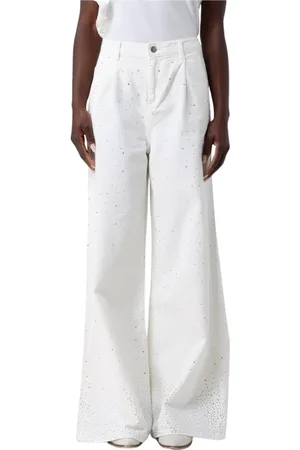 Liu Jo Femme, Jeans, Blanc, Taille: W29 Rhinestone Wide Leg Jeans