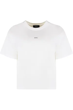 A.P.C. Femme, Tops, Blanc, Taille: 42 FR Côtelé crew-neck T-shirt en coton