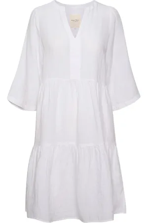 Part Two Femme, Robes, Blanc, Taille: 44 FR Robe Courte en Lin avec Détails à Volants