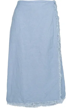 Hest Hést, Femme, Jupes, Bleu, Taille: 46 FR Jupe en lin lila Faded Denim
