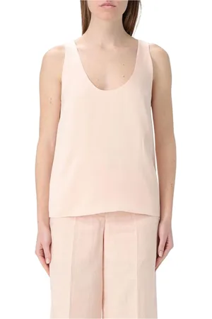Twin-Set Femme, Tops, Rose, Taille: 40 FR Haut Rose Sans Manches en Soie