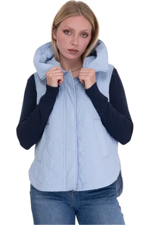 Peuterey Femme, Vestes, Bleu, Taille: 36 FR Gilet Matelassé avec Capuche et Poches