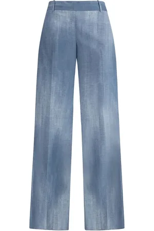 ERMANNO SCERVINO Femme, Pantalons, Bleu, Taille: 42 FR Pantalon Palazzo Élégant