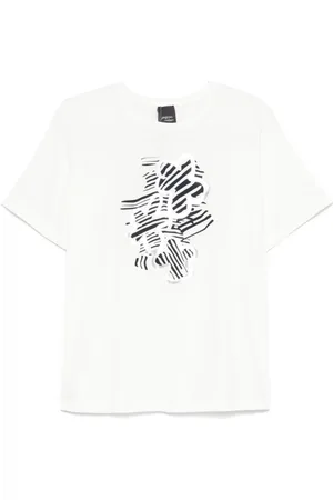 Persona by Marina Rinaldi Femme, Tops, Blanc, Taille: 40 FR T-shirt Blanc Romana avec Impression Noire