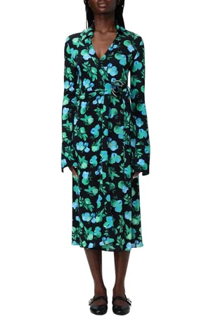 COPERNI Femme, Robes, Multicolore, Taille: 38 FR Robe Midi Cache-cœur Florale