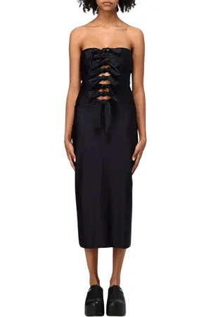 COPERNI Femme, Robes, Noir, Taille: 38 FR Robe Midi Noire avec Détail Découpé