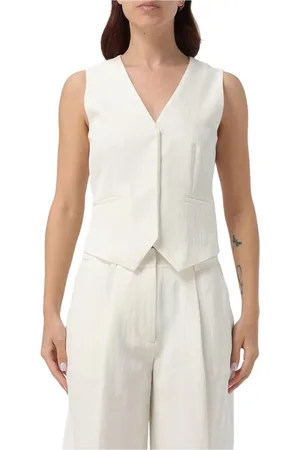 Calvin Klein Femme, Vestes, Blanc, Taille: 40 FR Gilet en Tricot de Luxe Pull