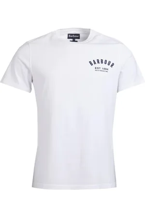 Barbour Homme, Tops, Blanc, Taille: S Preppy Tee Blanc T-shirt en Jersey de Coton