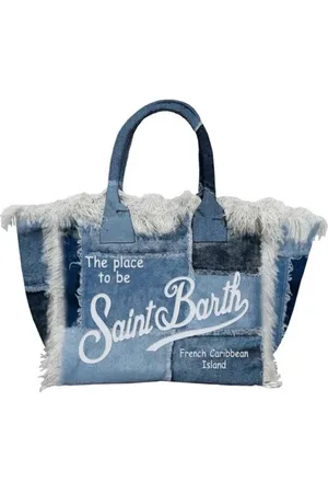 MC2 SAINT BARTH Unisex, Sacs, Bleu, Taille: ONE Size Sac en Denim à Franges en Coton