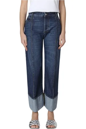 Bottega Veneta Femme, Jeans, Bleu, Taille: 36 FR Élégant jean large avec ourlet retroussé