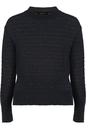 Fabiana Filippi Femme, Pulls, Bleu, Taille: 36 FR Pull en Coton à Paillettes