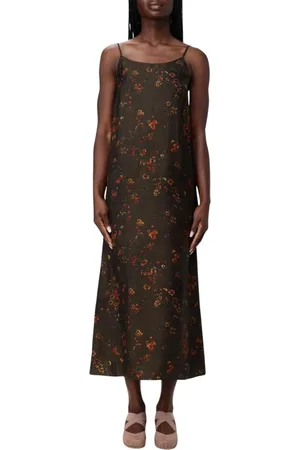 UMA WANG Femme, Robes, Brun, Taille: 40 FR Robe Glissante Florale Marron