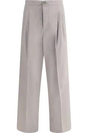 Ami Homme, Pantalons, Gris, Taille: M Pantalon large en coton avec fermeture à bouton