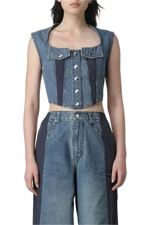 AMBUSH Femme, Tops, Bleu, Taille: 38 FR Haut en Denim Bleu à Boutons