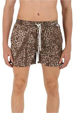 GCDS Homme, Maillots de bain, Brun, Taille: S Costume Logo avec Taille Ajustable
