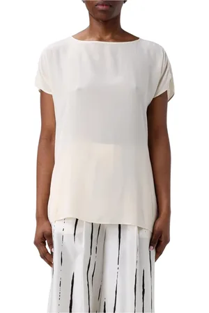 ALYSI Femme, Blouses et Chemises, Blanc, Taille: 42 FR Blouse blanche à col bateau