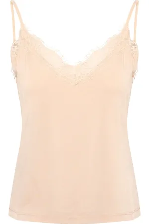 Part Two Femme, Tops, Rose, Taille: 42 FR Haut Gris Fumé Orné de Dentelle