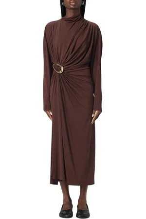 Bottega Veneta Femme, Robes, Brun, Taille: 38 FR Robe Midi en Tricot Élégante