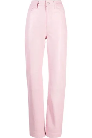 REMAIN Birger Christensen Femme, Pantalons, Rose, Taille: 36 FR Pantalon en cuir rose taille haute