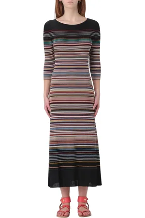 Paul Smith Femme, Robes, Multicolore, Taille: 40 FR Robe Midi Tricotée à Rayures Multicolores