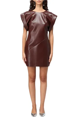 Serafini Femme, Robes, Brun, Taille: 36 FR Robe Mini en Similicuir Marron
